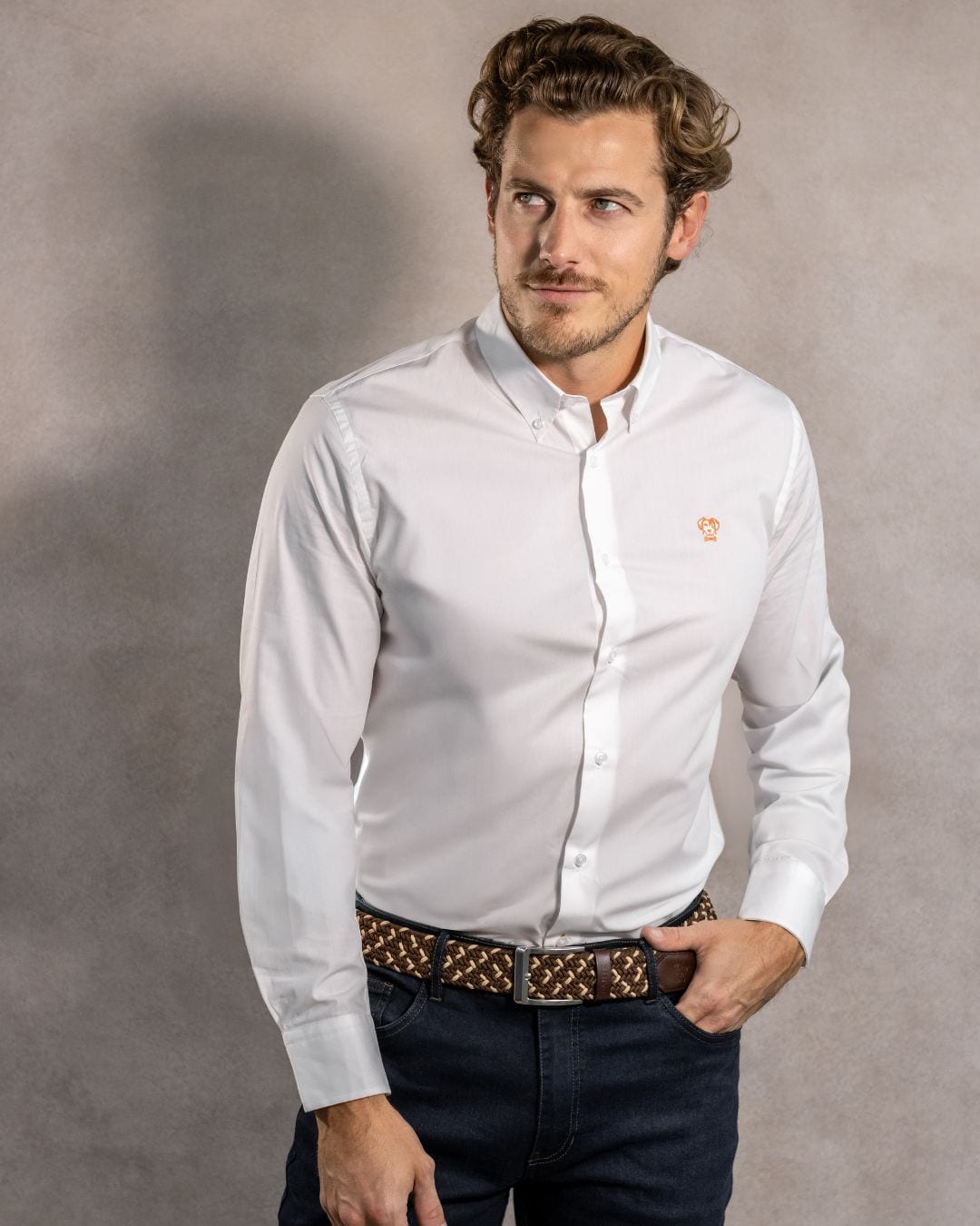 Camisa Antimanchas Popelina Blanco Logo Coral - Talla Regular - imagen 4