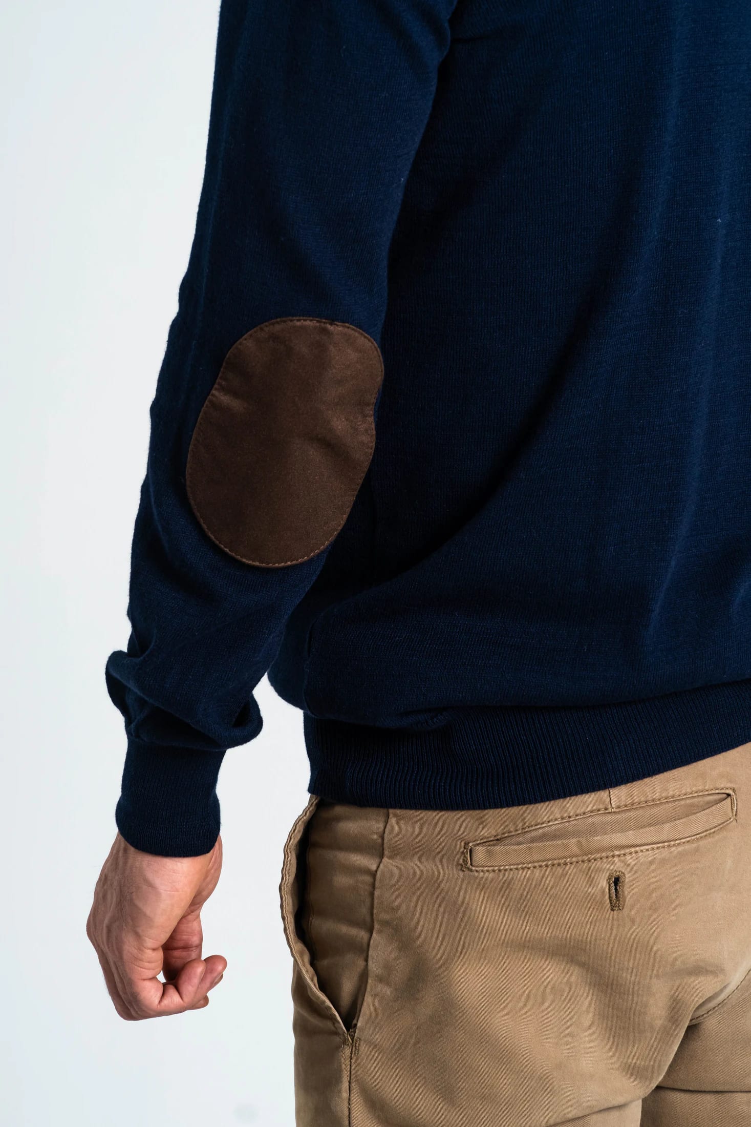 Saco Coderas Cuello V Algodón Azul Oscuro - imagen 1