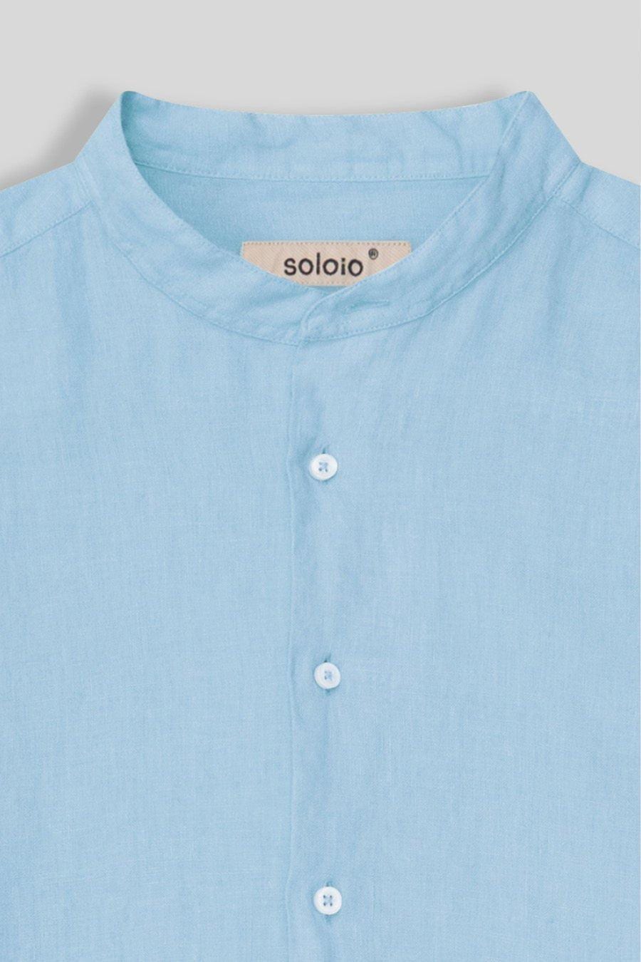 Men's linen shirt mao sky blue - imagen 5