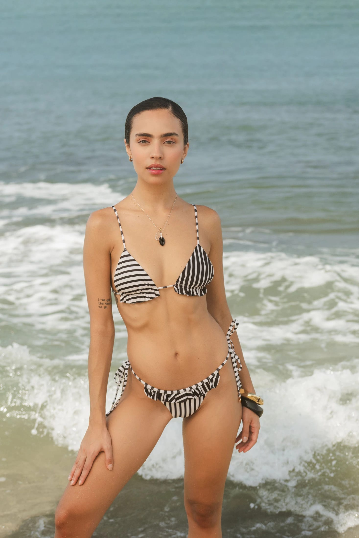 AISHA BIKINI BOTTOM - BLACK/IVORY - imagen 4