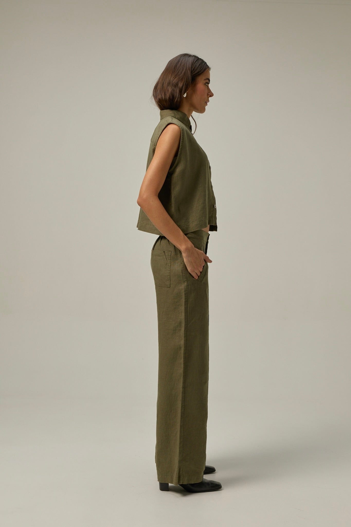 Pantalón Serre de lino | Verde Oliva - imagen 3