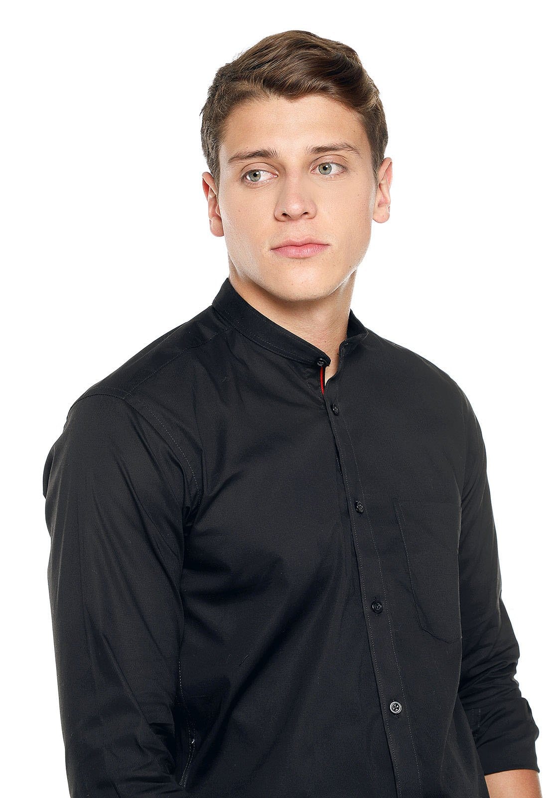 Camisa cuello nerú negra slimfit - imagen 4