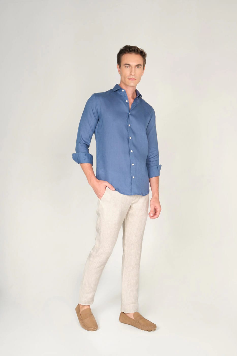 Pantalón Slim Lino Piñacolada Natural - imagen 1