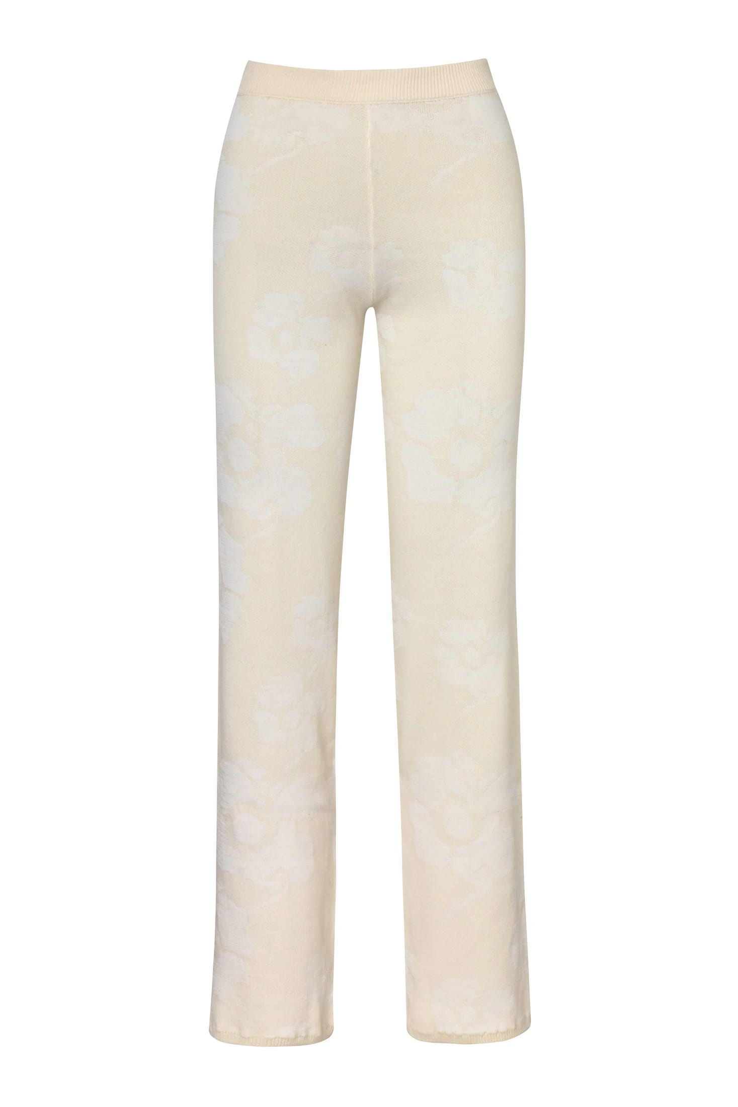 Alba Knit Cotton Jacquard Pants / Ivory Maxi Flowers - imagen 1