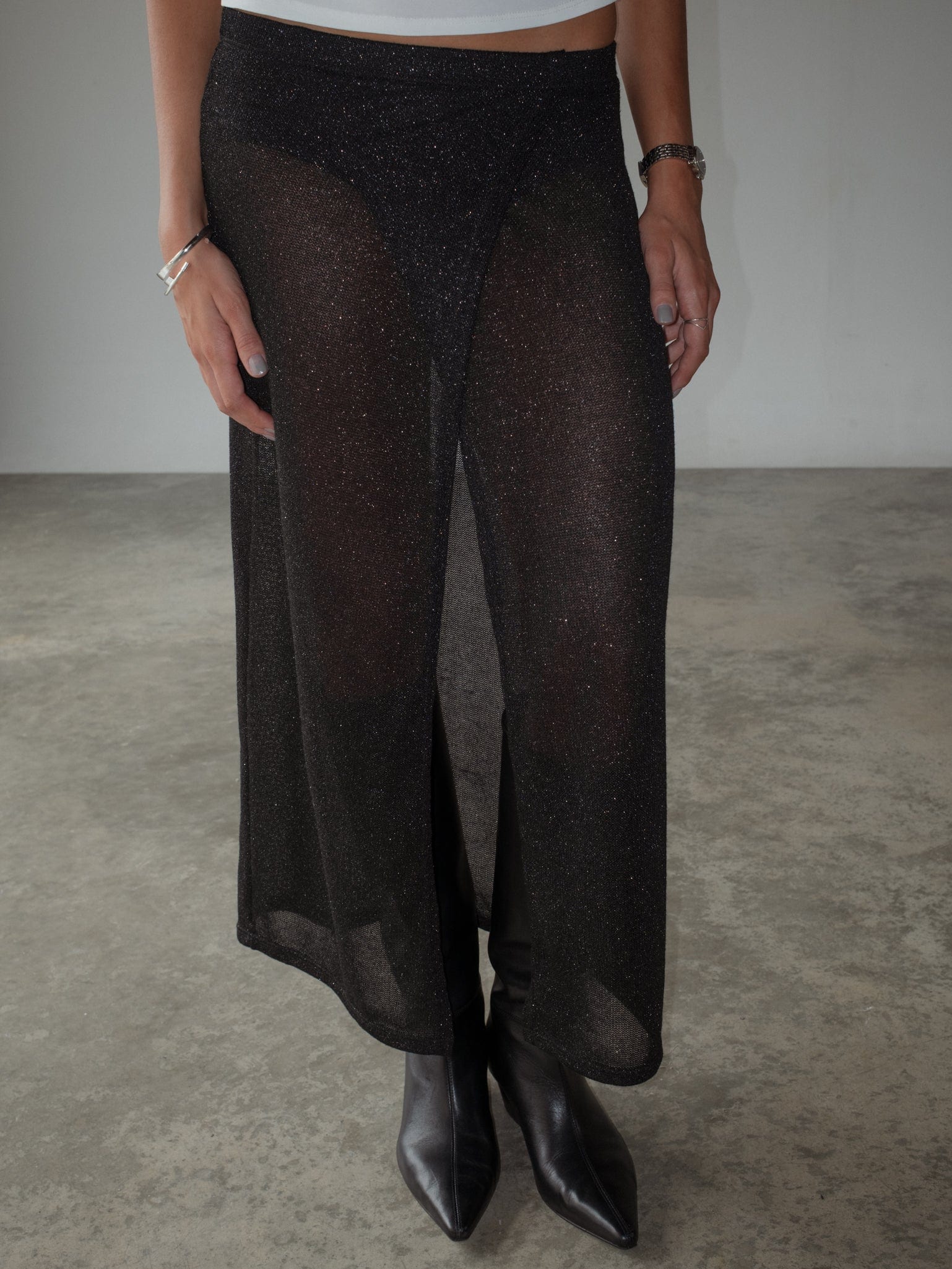 OVER LONG SKIRT - GLOSSY BLACK - imagen 13