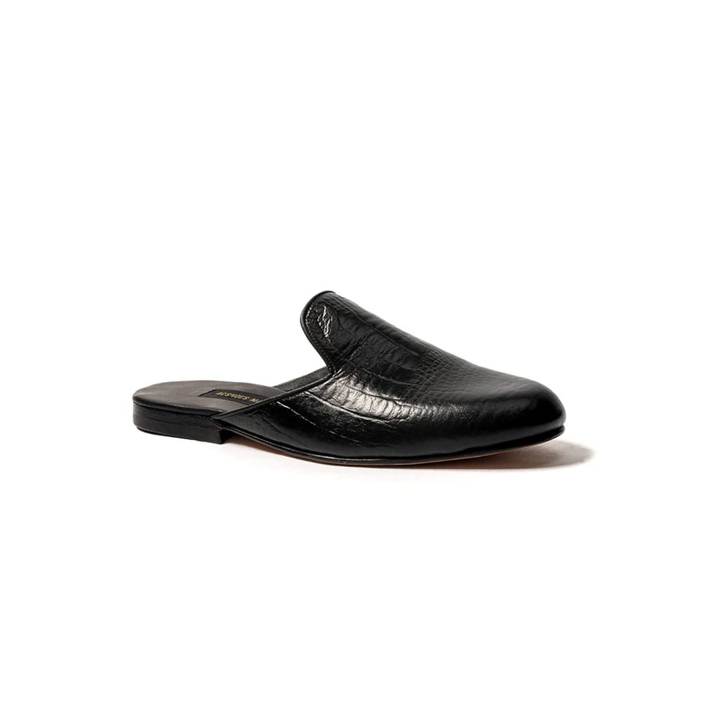 Slipper mules cuero grabado croc - imagen 1
