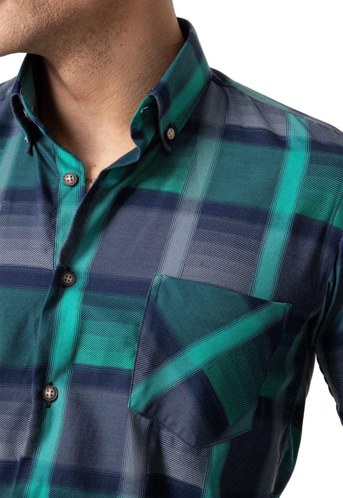 Camisa leñadora a cuadros verde y azul - imagen 1