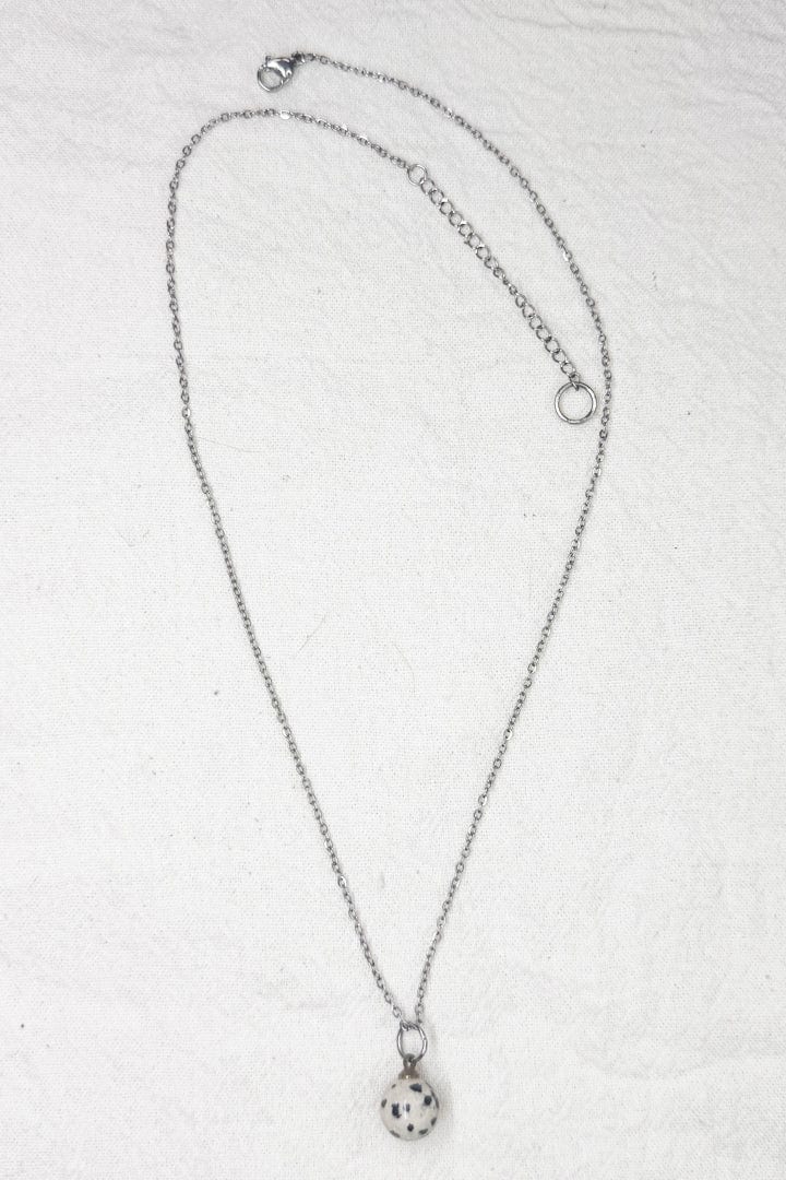 Cadena delgada acero piedra jaspe dálmata - imagen 4