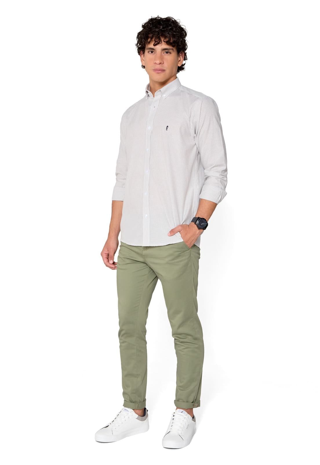 Camisa Manga Larga Oxford Rayas Grises - imagen 5