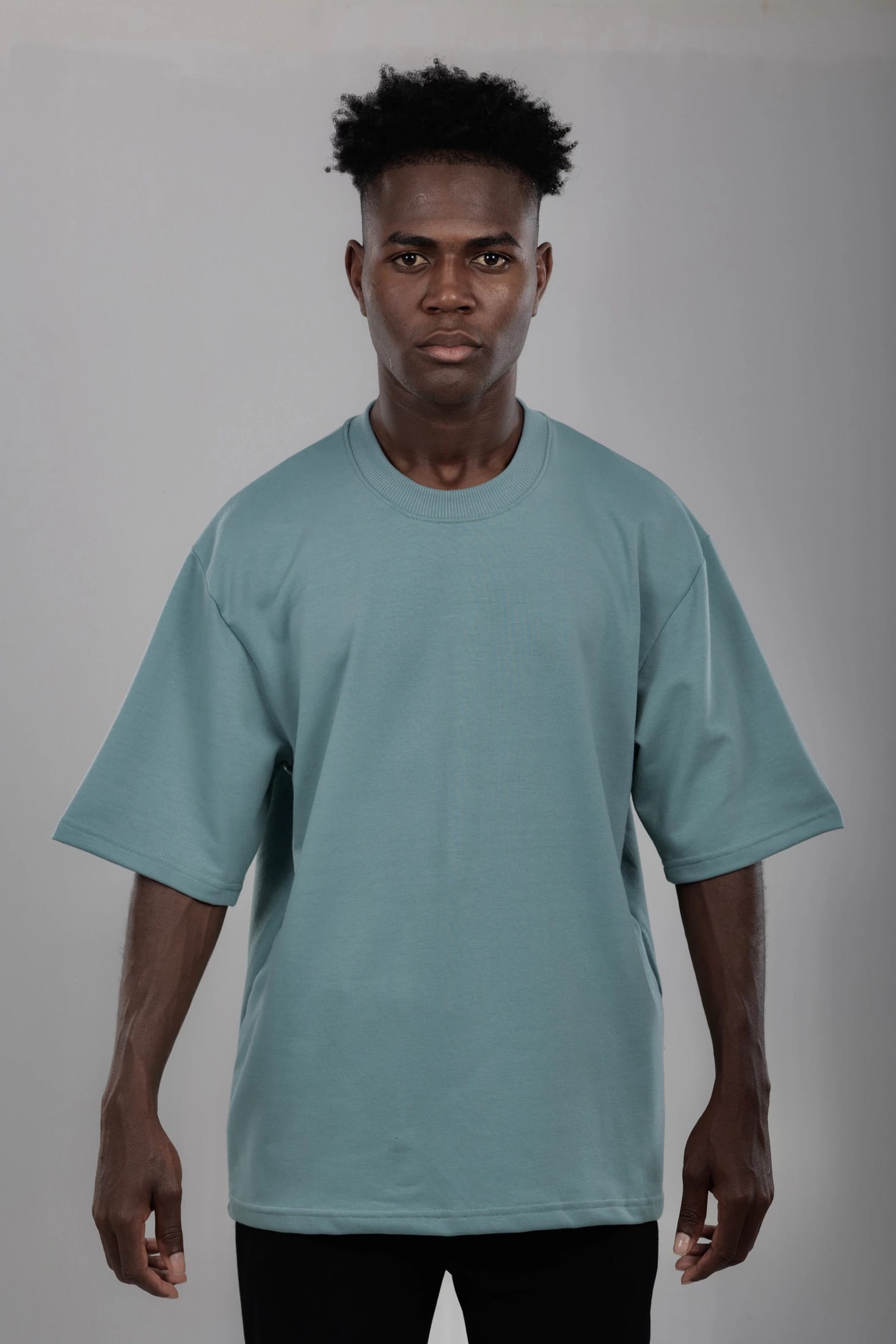 CAMISETA GRIS VERDOSO 14083 OVERSIZE BASICA SVG - imagen 1