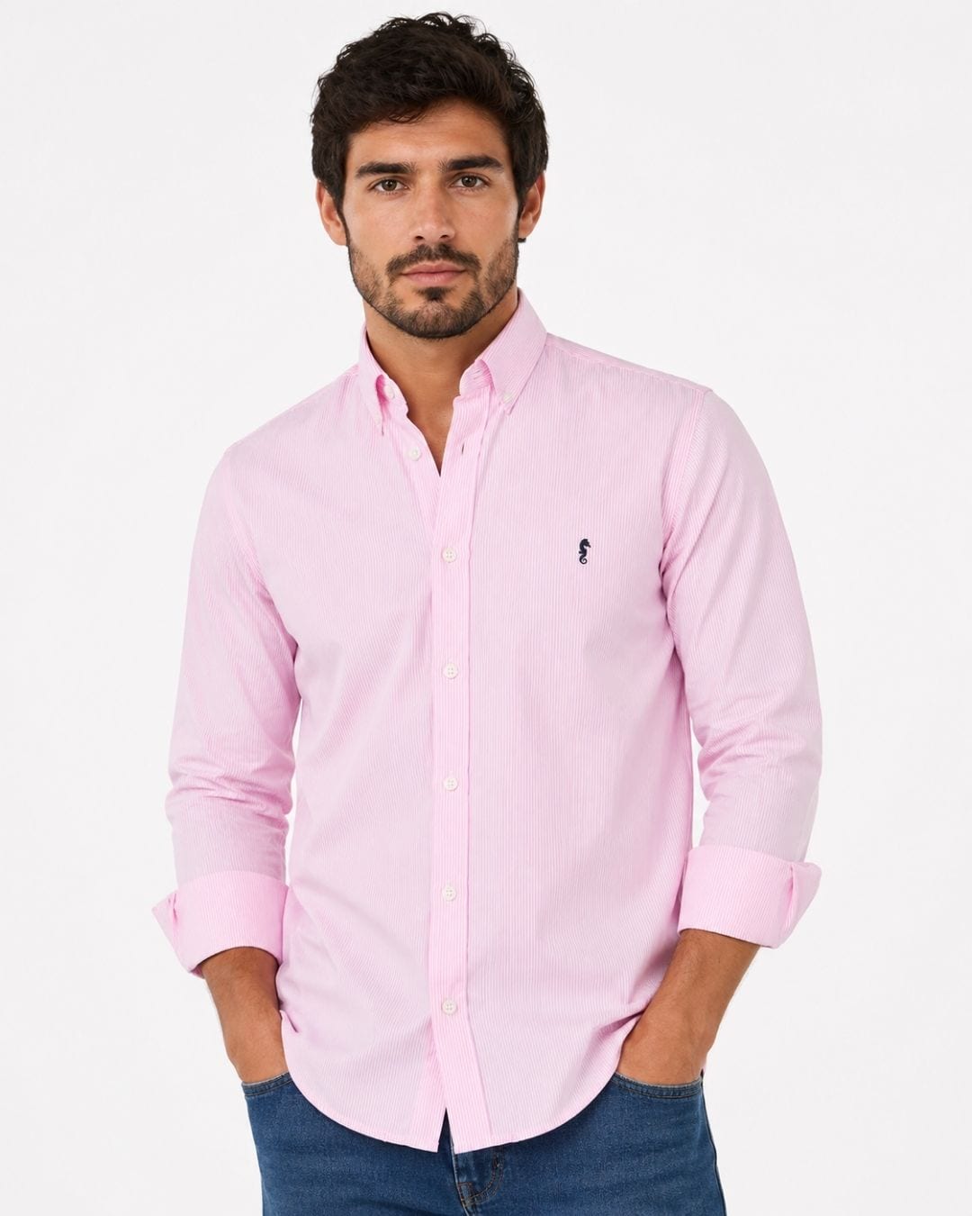 Camisa Manga Larga Rayas Rosadas - imagen 1