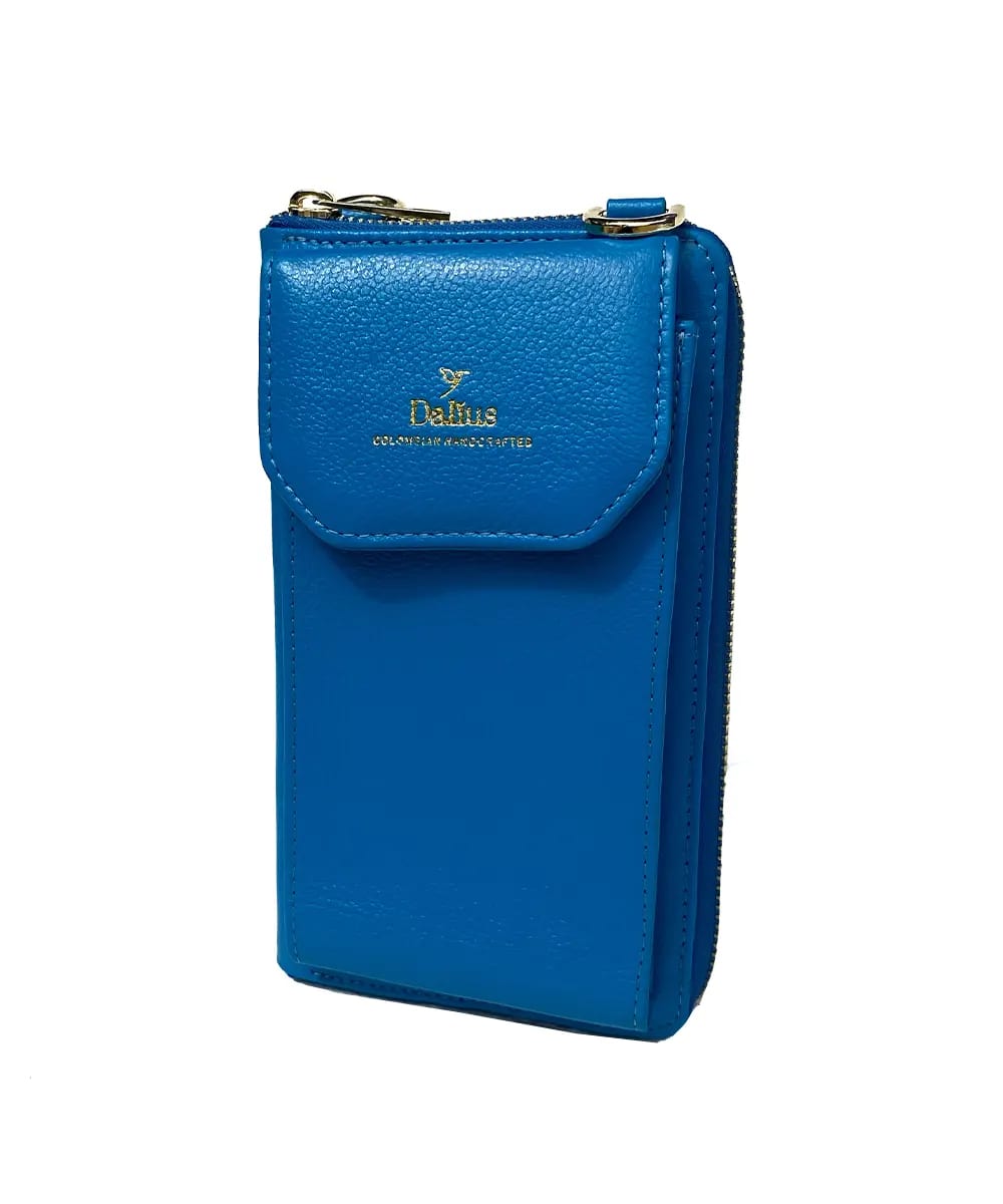 Bolso Porta Celular en Cuero Azul Celeste - imagen 1