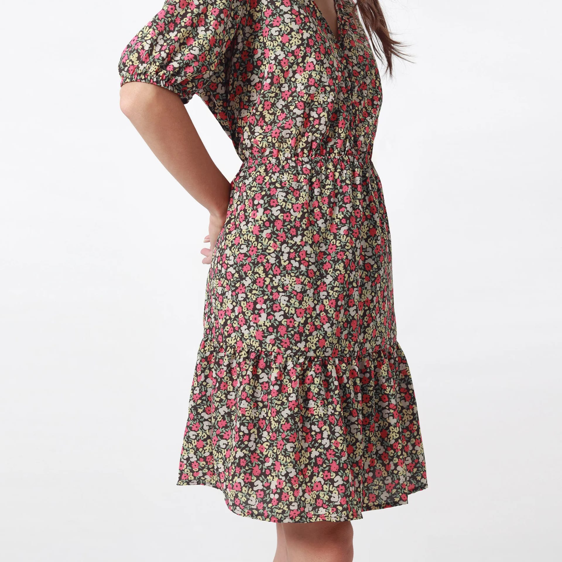 Vestido Cuello V Manga Corta - imagen 2