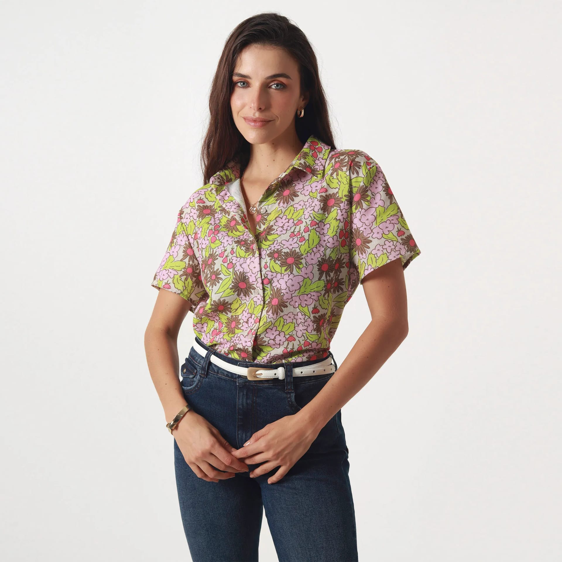Blusa Cuello Camisero Manga Corta - imagen 3