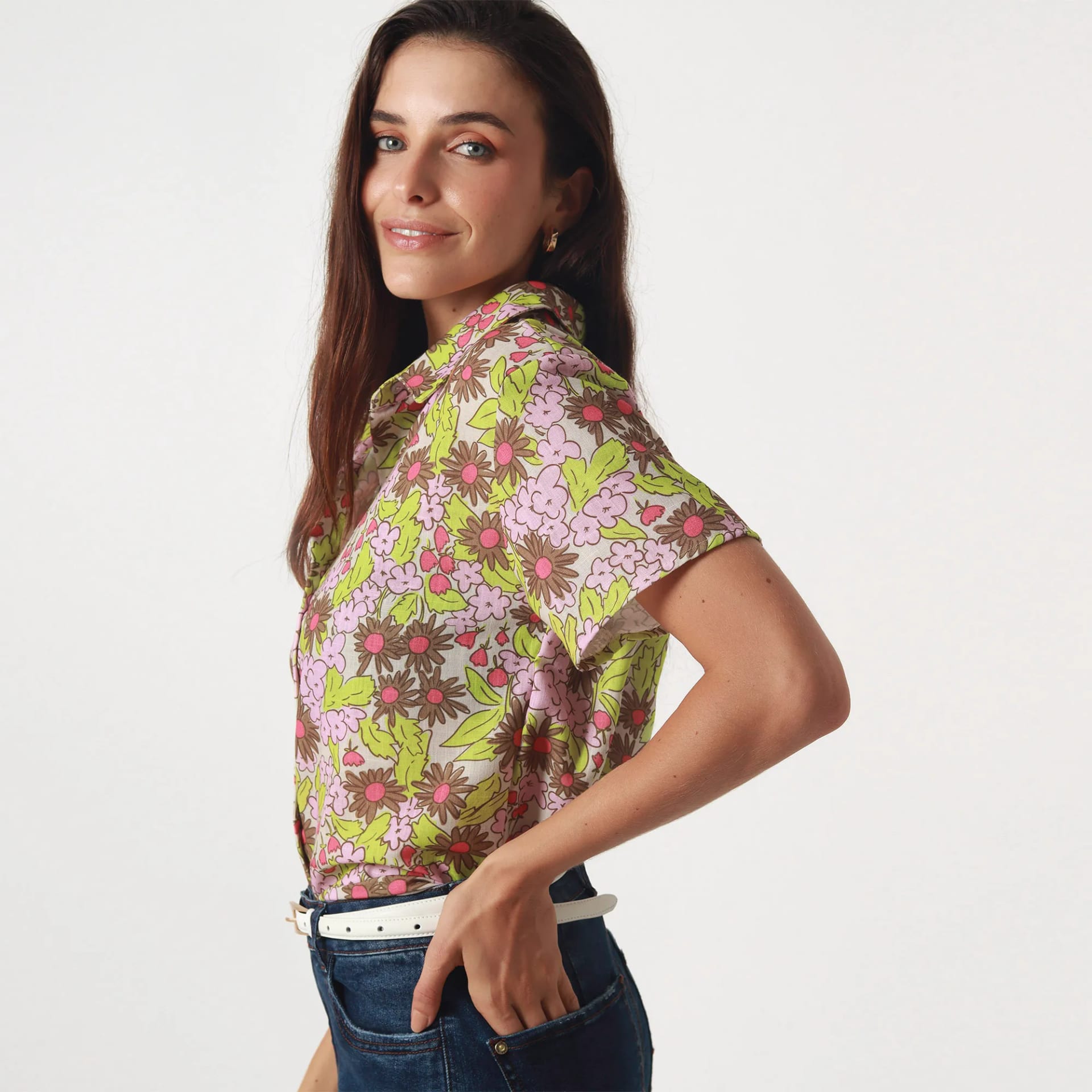 Blusa Cuello Camisero Manga Corta - imagen 2