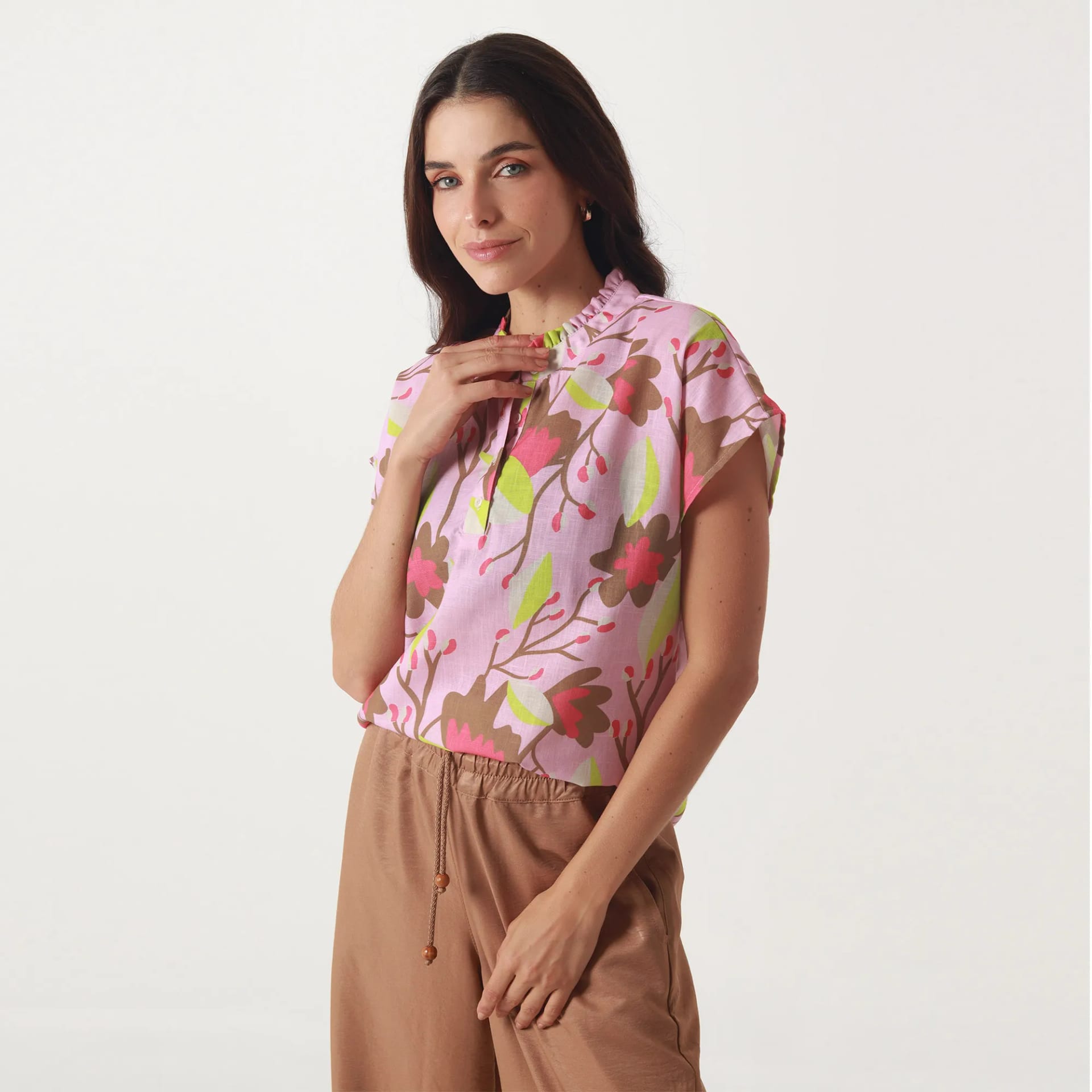 Blusa Cuello Redondo Manga Corta - imagen 1