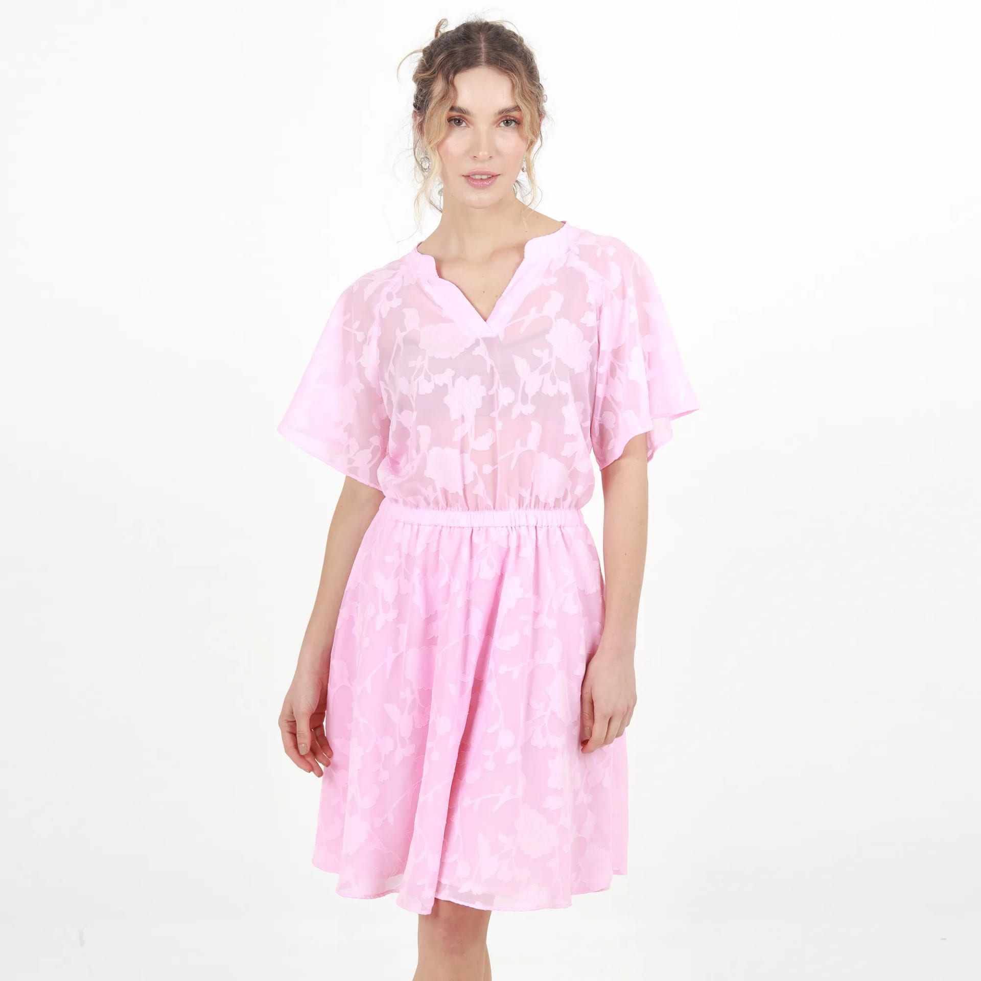 Vestido Cuello V Manga Corta - imagen 5