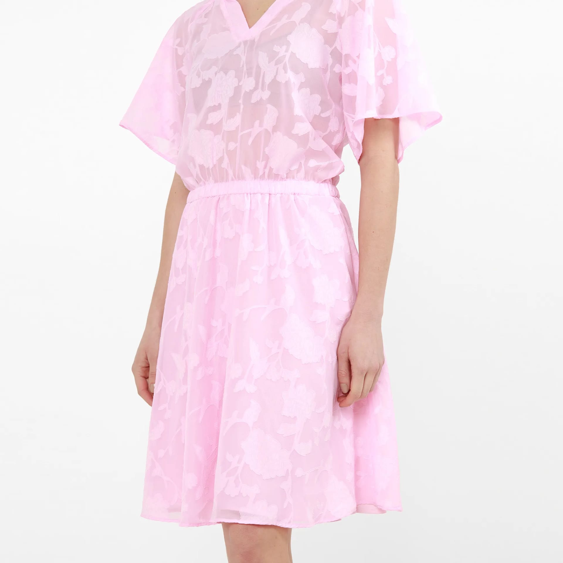 Vestido Cuello V Manga Corta - imagen 4