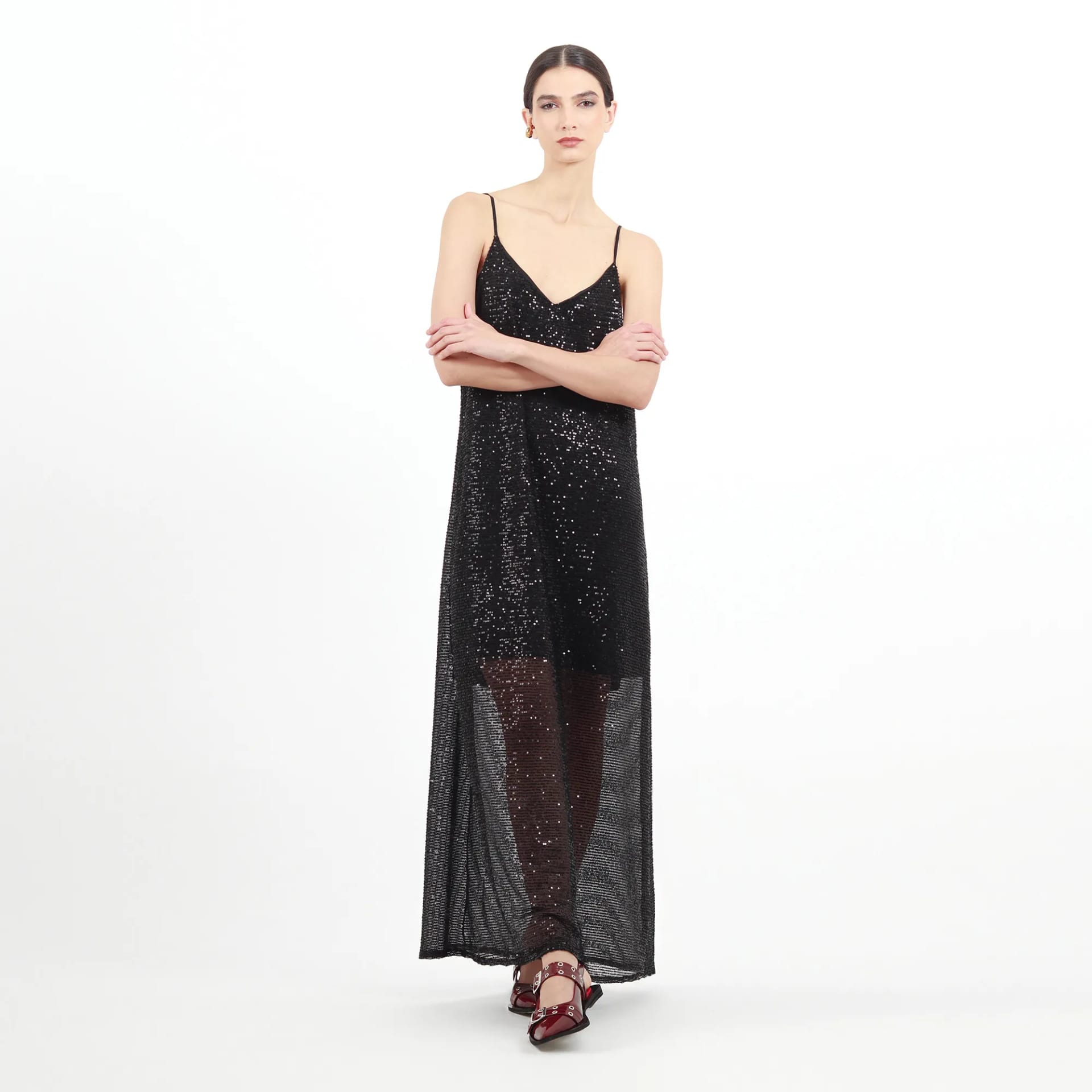 Vestido Cuello V Manga Sisa - imagen 1
