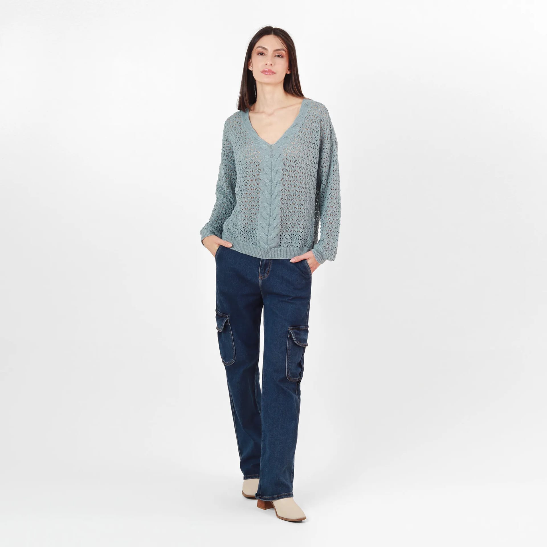 Sweater Cuello V Manga Larga - imagen 4