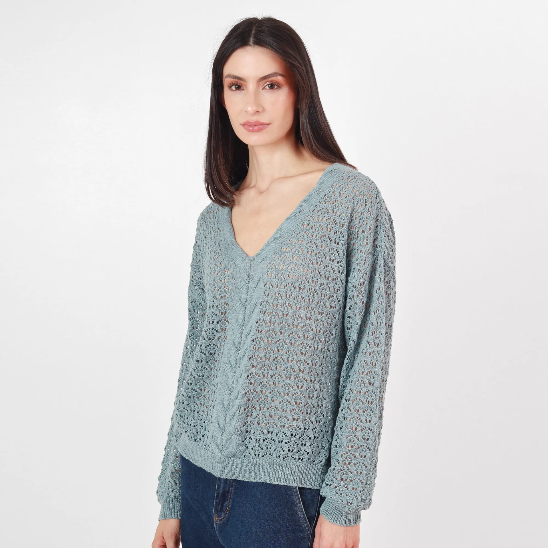 Sweater Cuello V Manga Larga - imagen 2