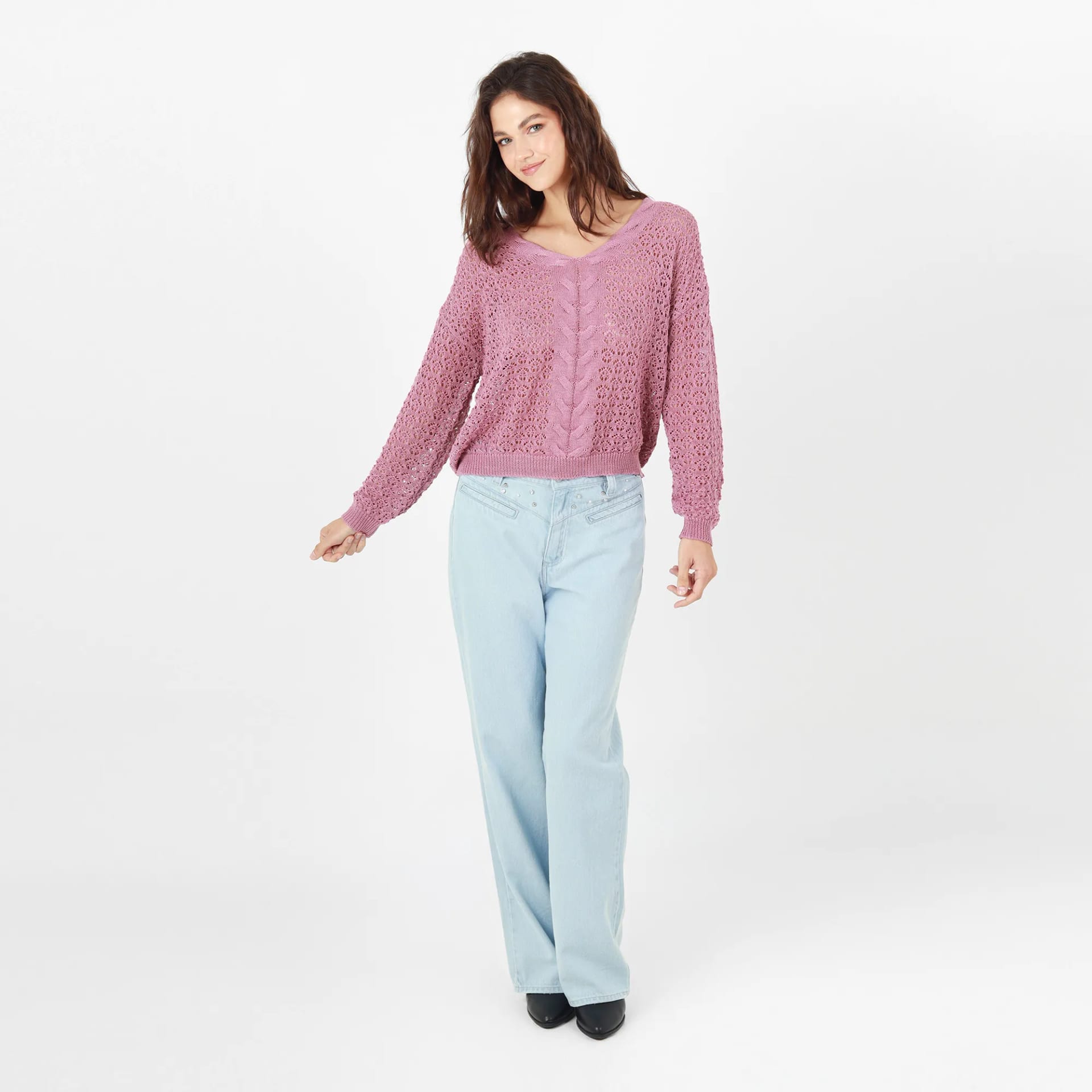 Sweater Cuello V Manga Larga - imagen 2