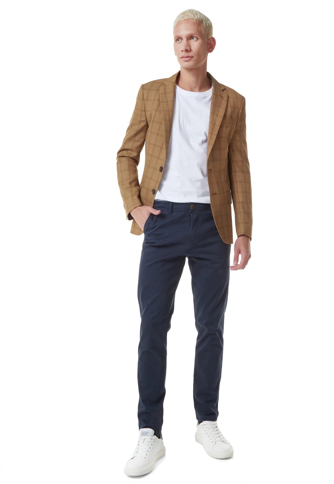 Blazer clásico a cuadros camel. - imagen 5
