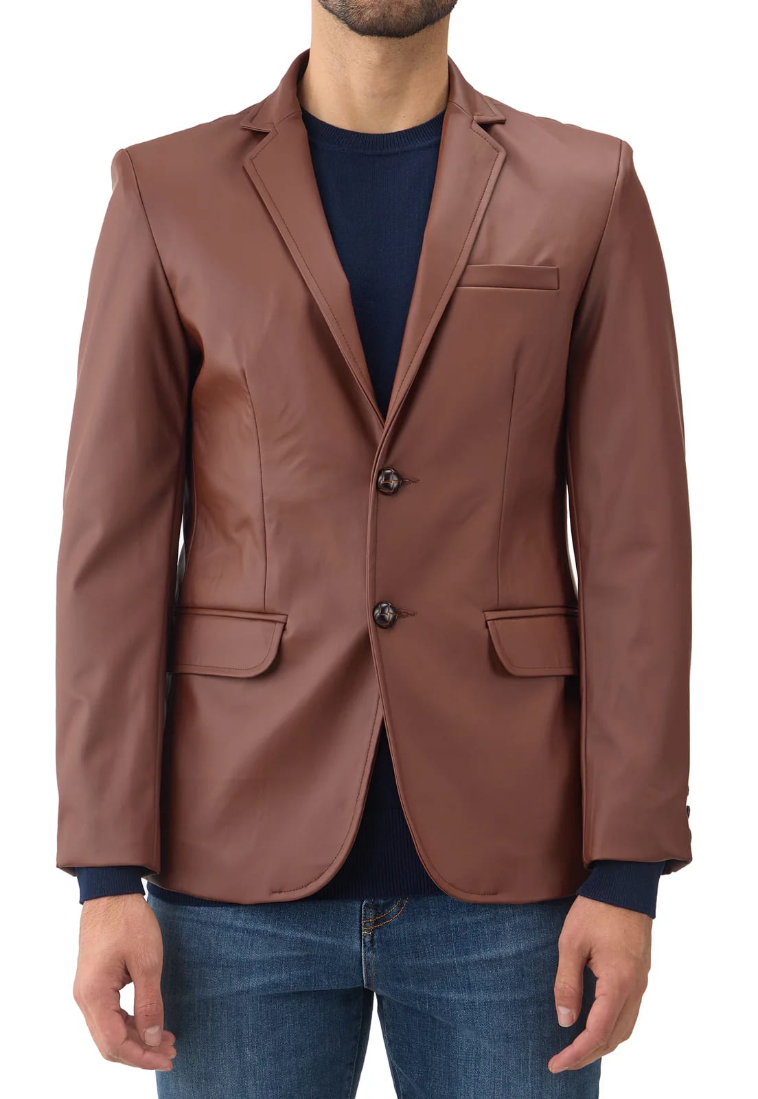 Blazer en cuerina café - imagen 4