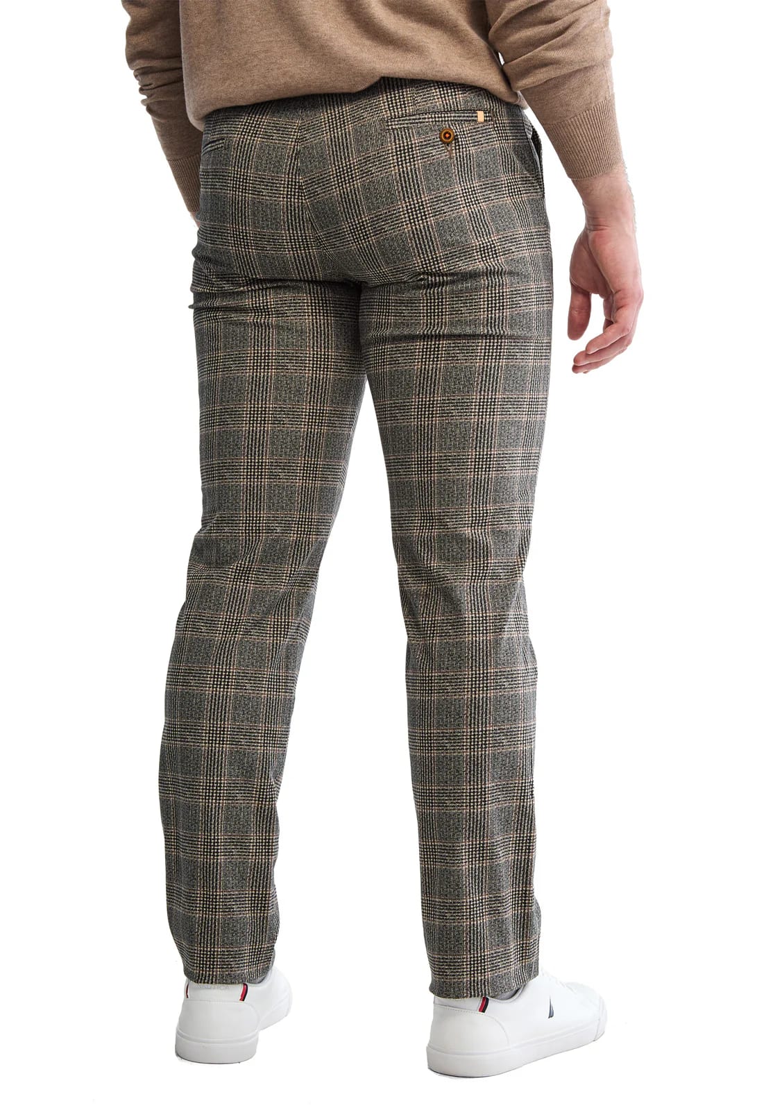 Pantalón dril a cuadros gris con camel - imagen 3