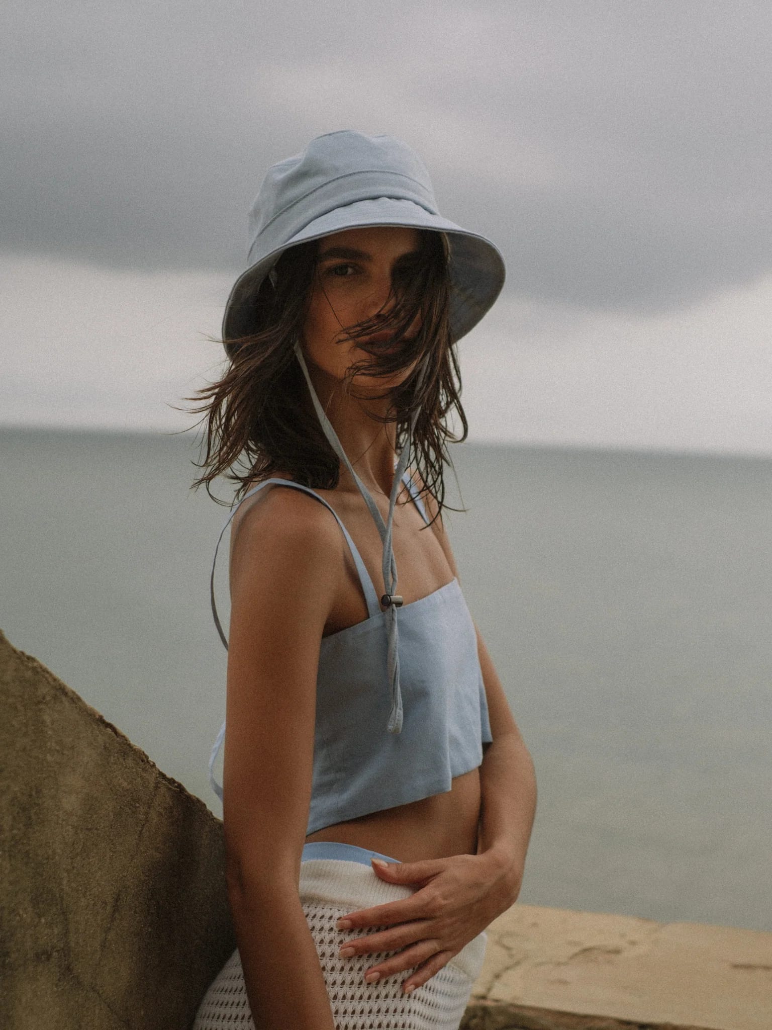 SQUARE LINEN TOP - BABY BLUE - imagen 11