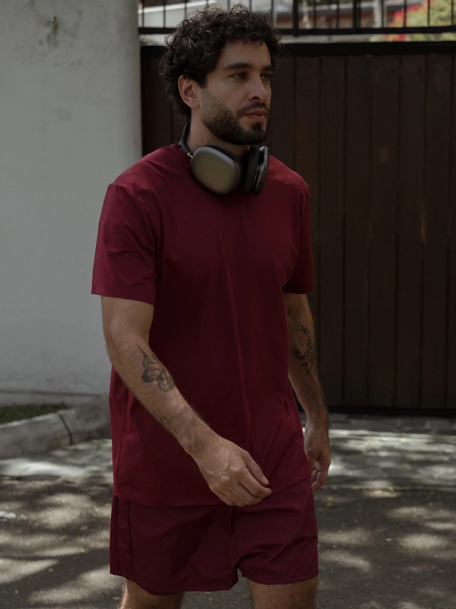 MEN STRUCTURED WORKOUT T-SHIRT - BERRY - imagen 7