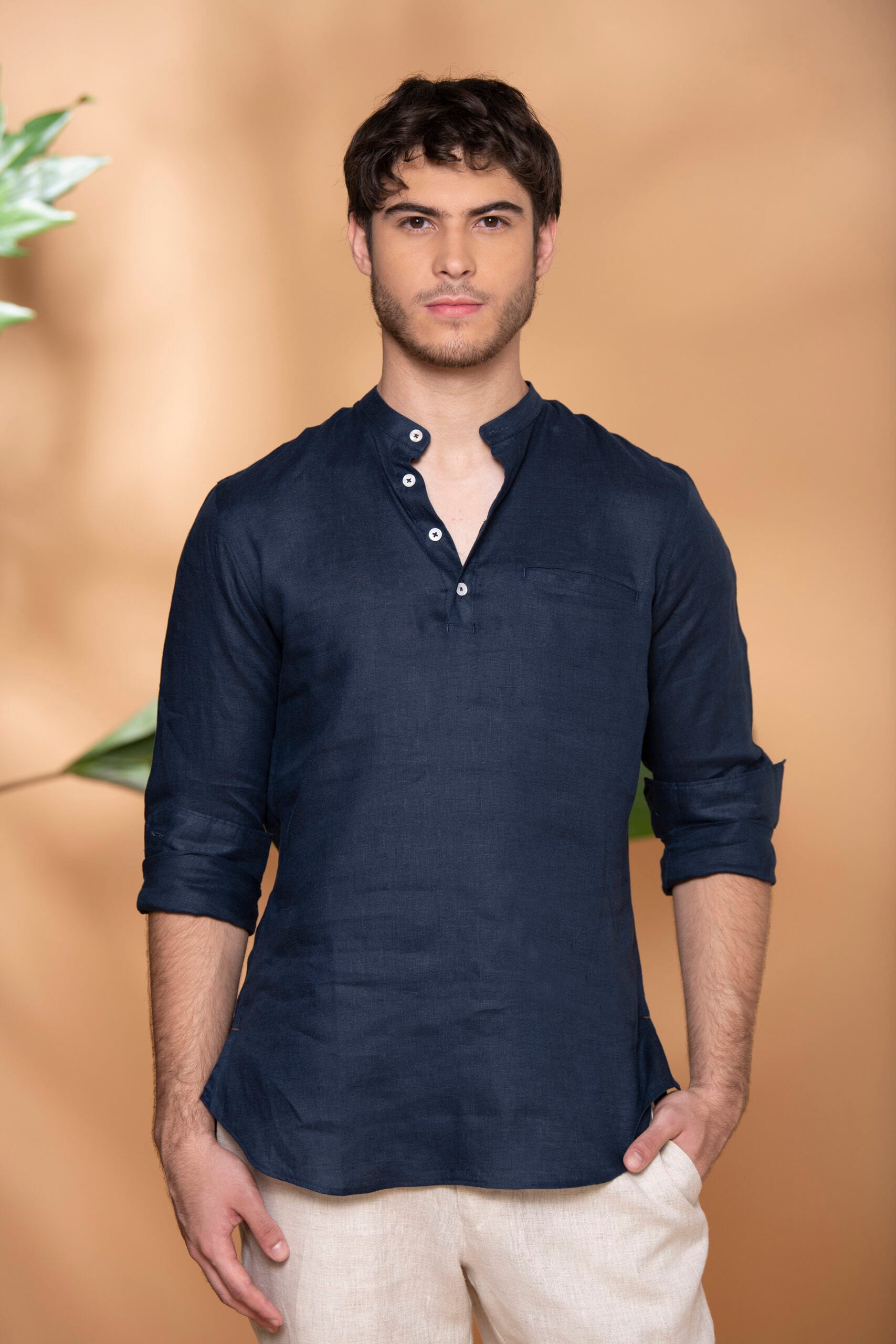 Camisa Mykonos Lino Azul Navy - imagen 2