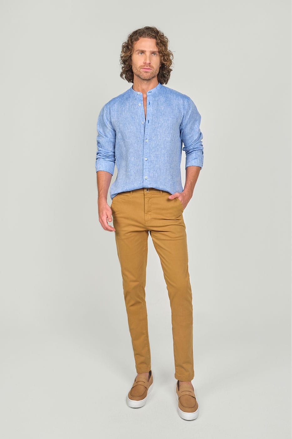Pantalón Chino Slim Fit Dril Camel - imagen 1