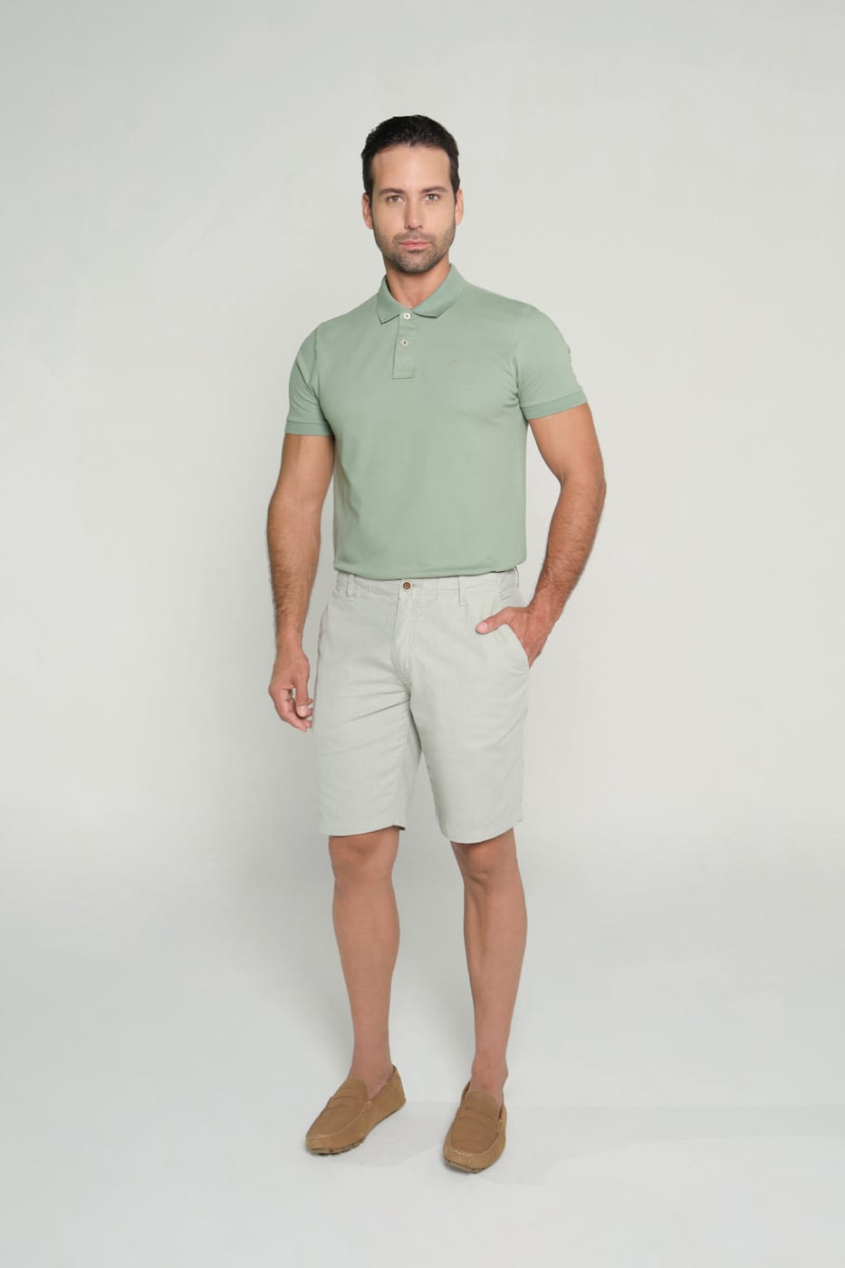 Bermuda Slim Fit Lino Sage - imagen 3
