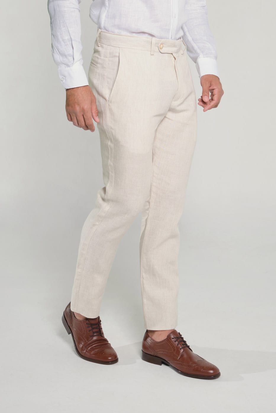 Pantalón Slim Fit Lino Bolivia Arena Rayas - imagen 5