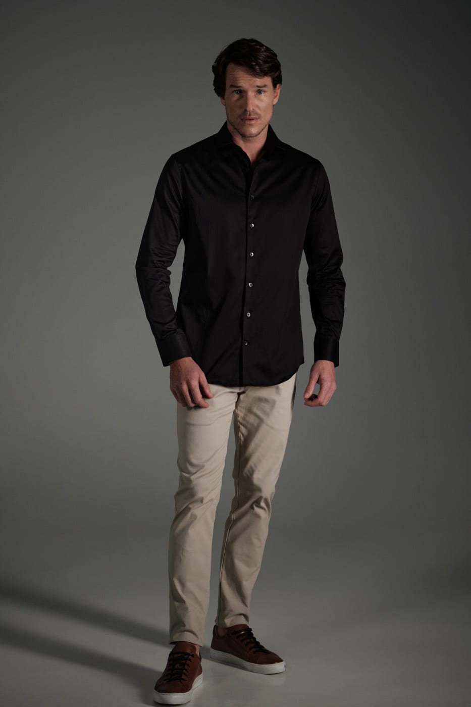 Camisa Slim Algodón Pima Negro - imagen 2