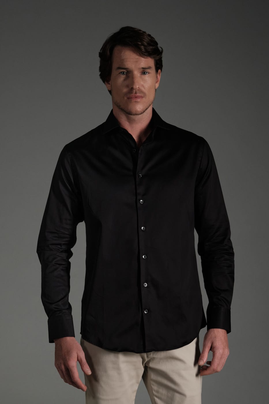 Camisa Slim Algodón Pima Negro - imagen 1