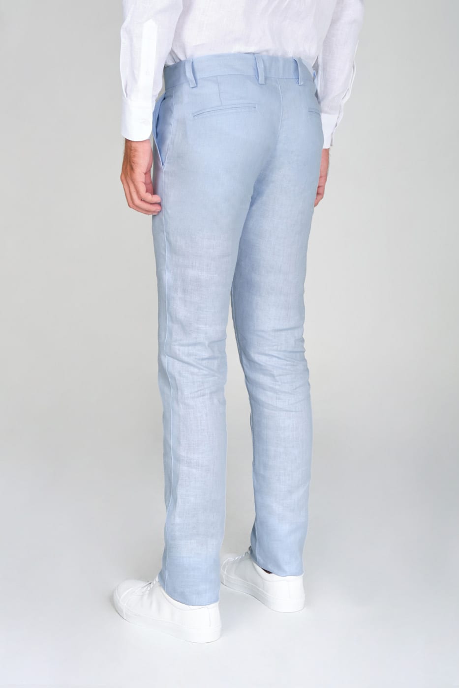 Pantalón Formal Slim Fit 100% Lino Azul Claro - imagen 4