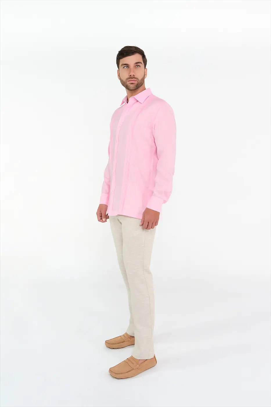 Guayabera Classic Fit 100% Lino Rosado - imagen 6