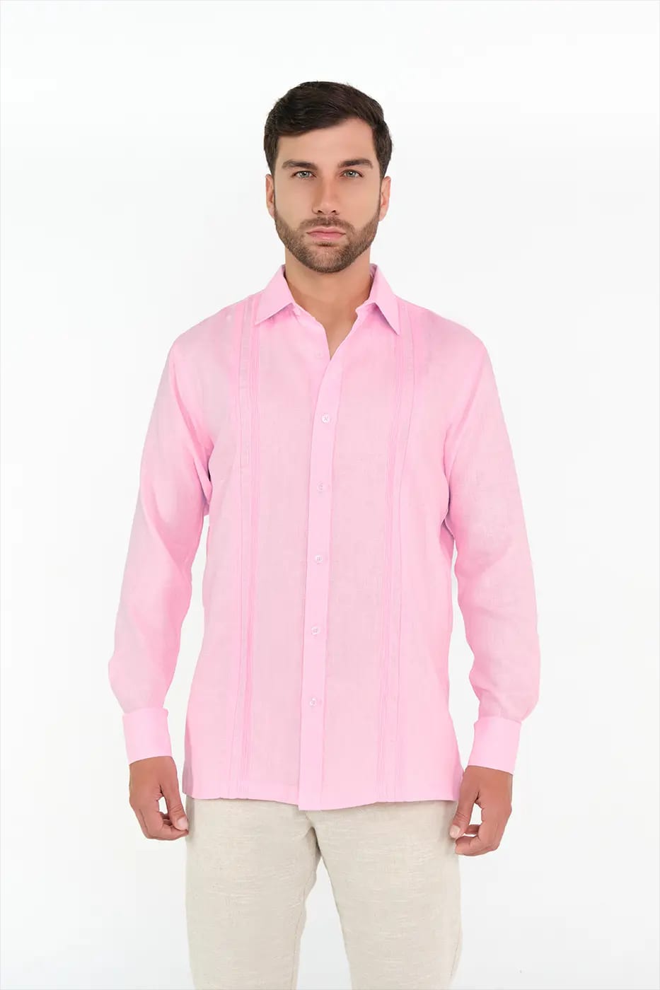 Guayabera Classic Fit 100% Lino Rosado - imagen 5
