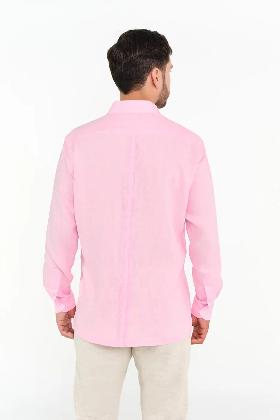 Guayabera Classic Fit 100% Lino Rosado - imagen 7