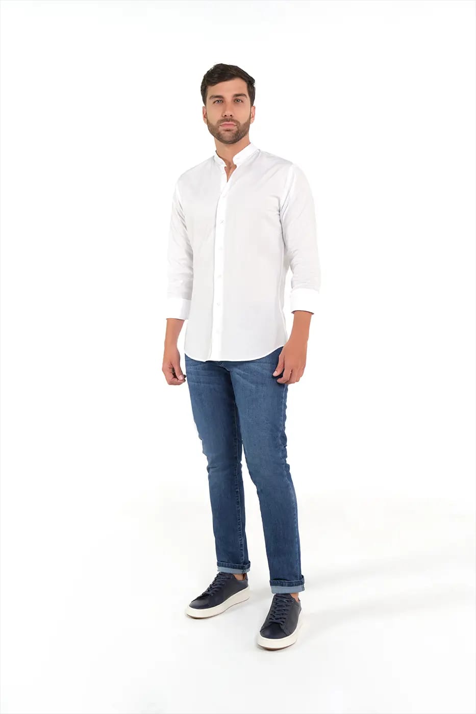 Camisa Cuello Nerú Slim Fit 100% Algodón Blanco - imagen 5
