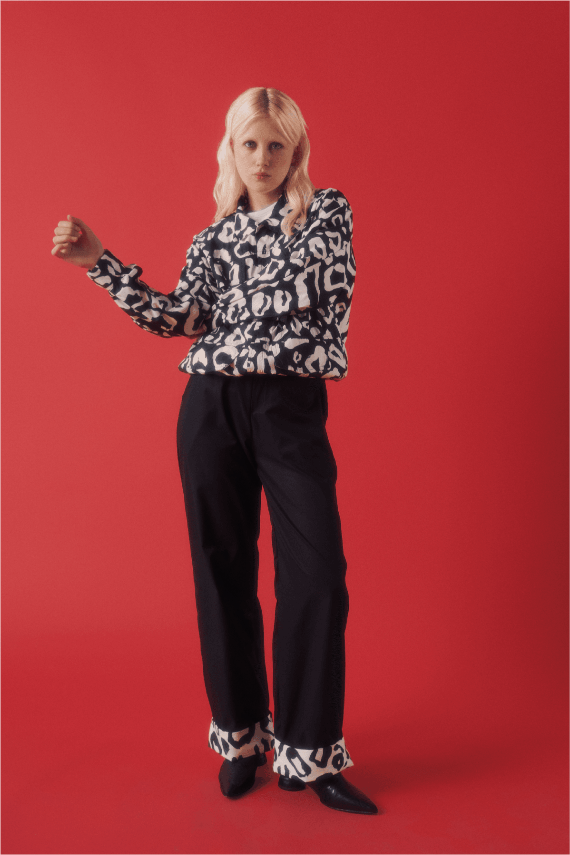 Black & Leopard Hem Pant - imagen 1