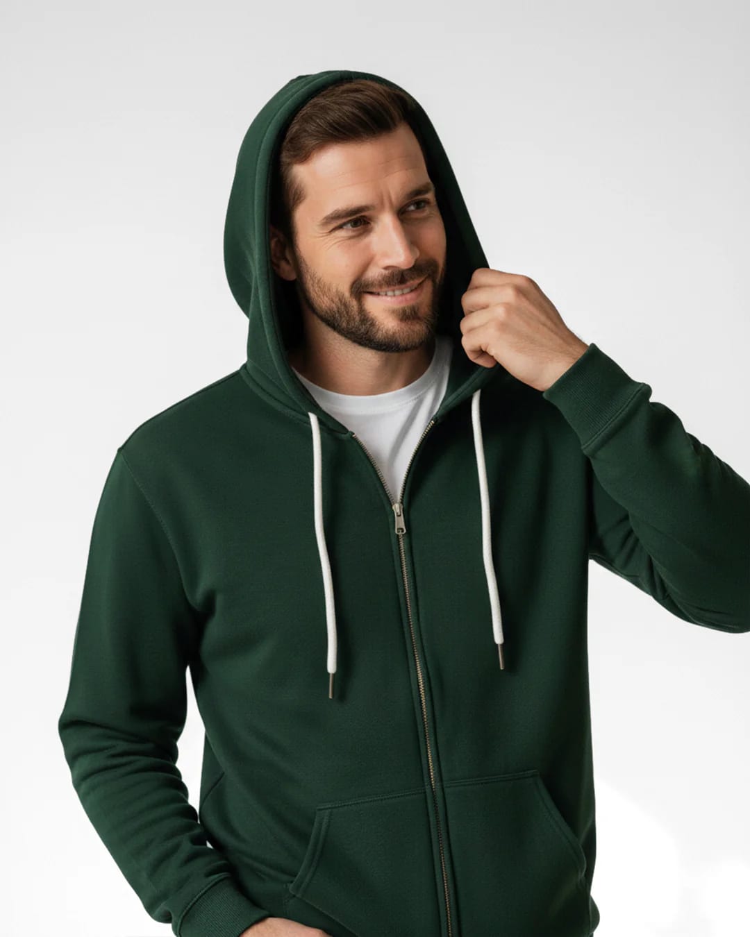 Buzo  abierto con capota Hombre Verde Pino - imagen 13