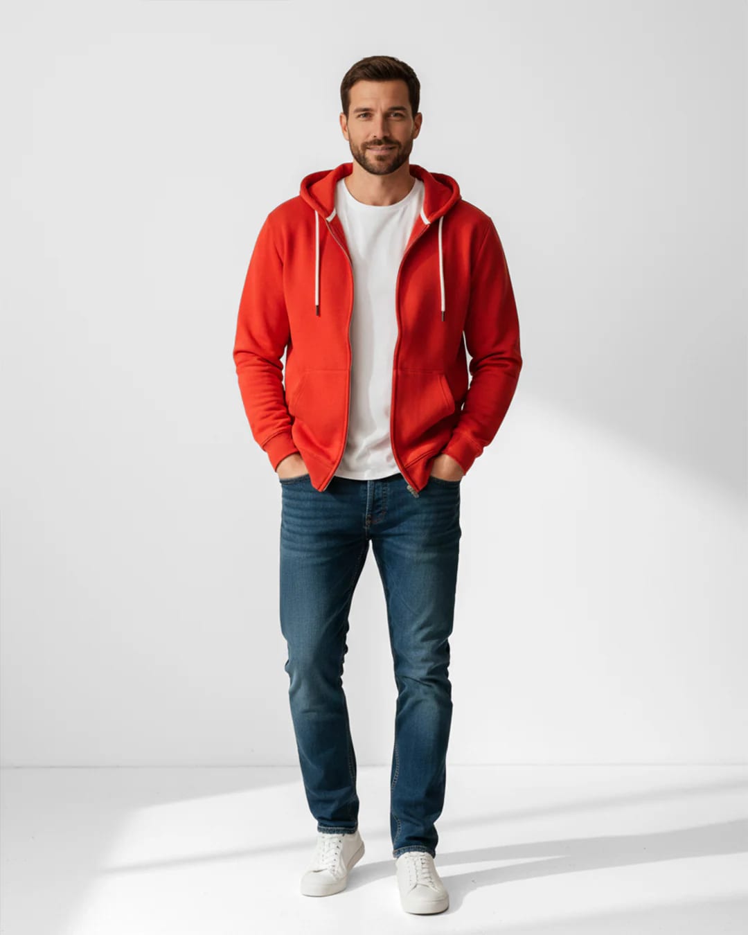 Buzo abierto con capota Hombre Rojo - imagen 12