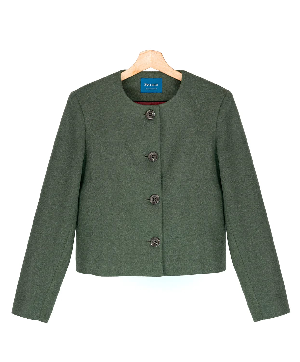 Chaqueta Cropped en Paño Verde Estocolmo - imagen 3