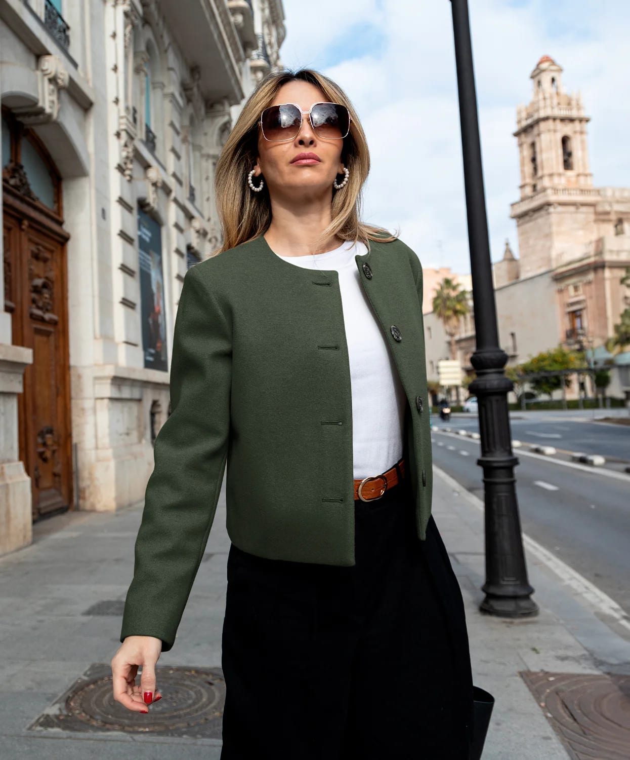 Chaqueta Cropped en Paño Verde Estocolmo - imagen 4