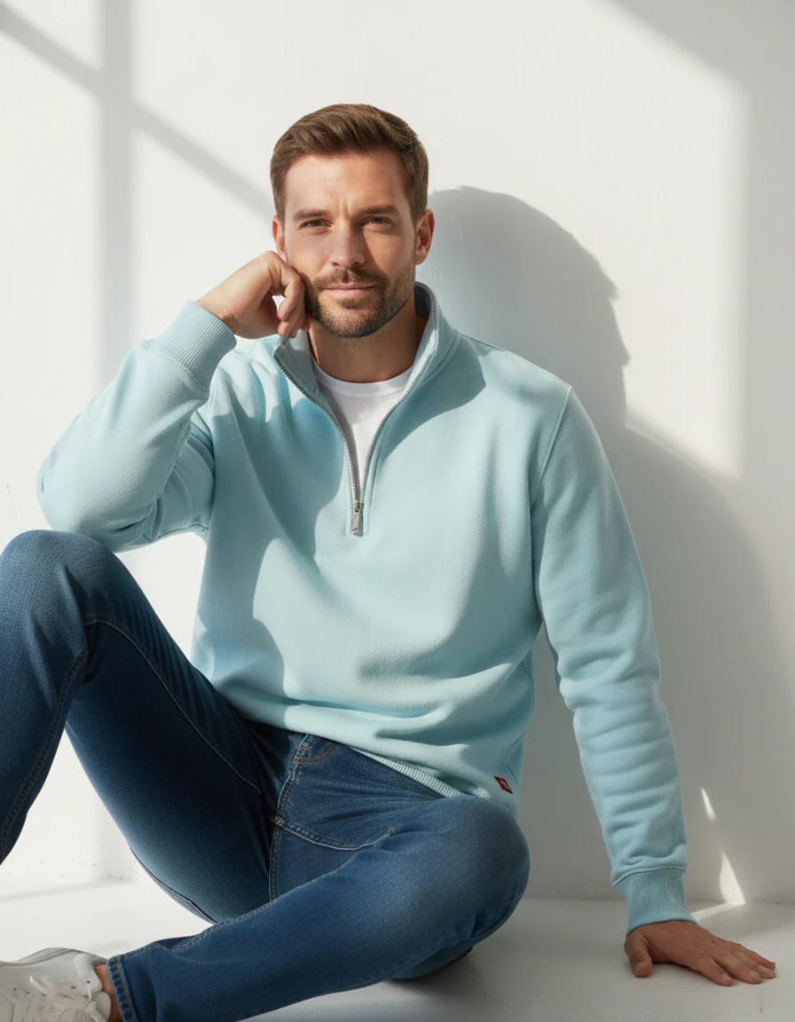 Buzo cuello alto hombre Azul Celeste - imagen 10