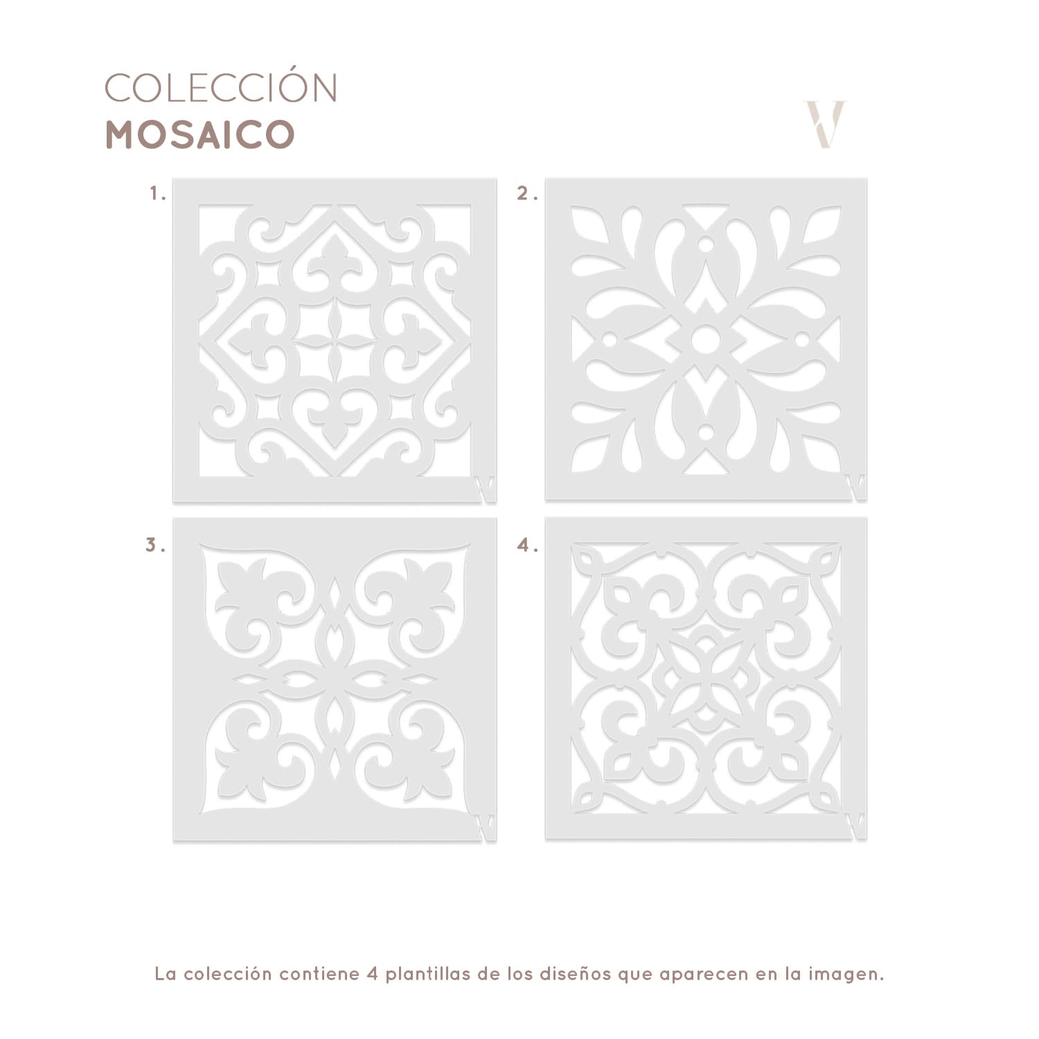 Plantillas para pintar, Vamarú Stencils, Colección Mosaico 25x25cm, 4und - imagen 2