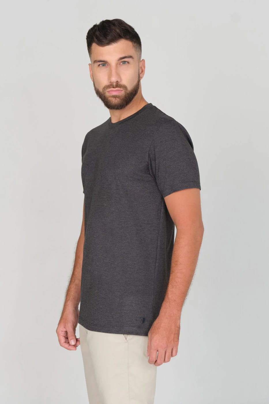 T-shirt Slim Fit 100% Gris Plomo Jaspeado - imagen 1